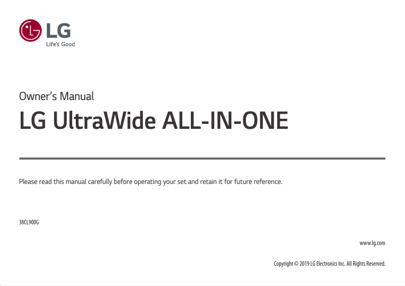 First page image of the manual for 38CL900G