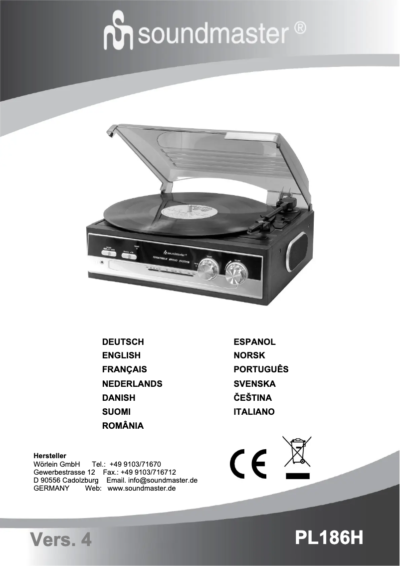 Page 1 of the manual User Manual Soundmaster PL186H