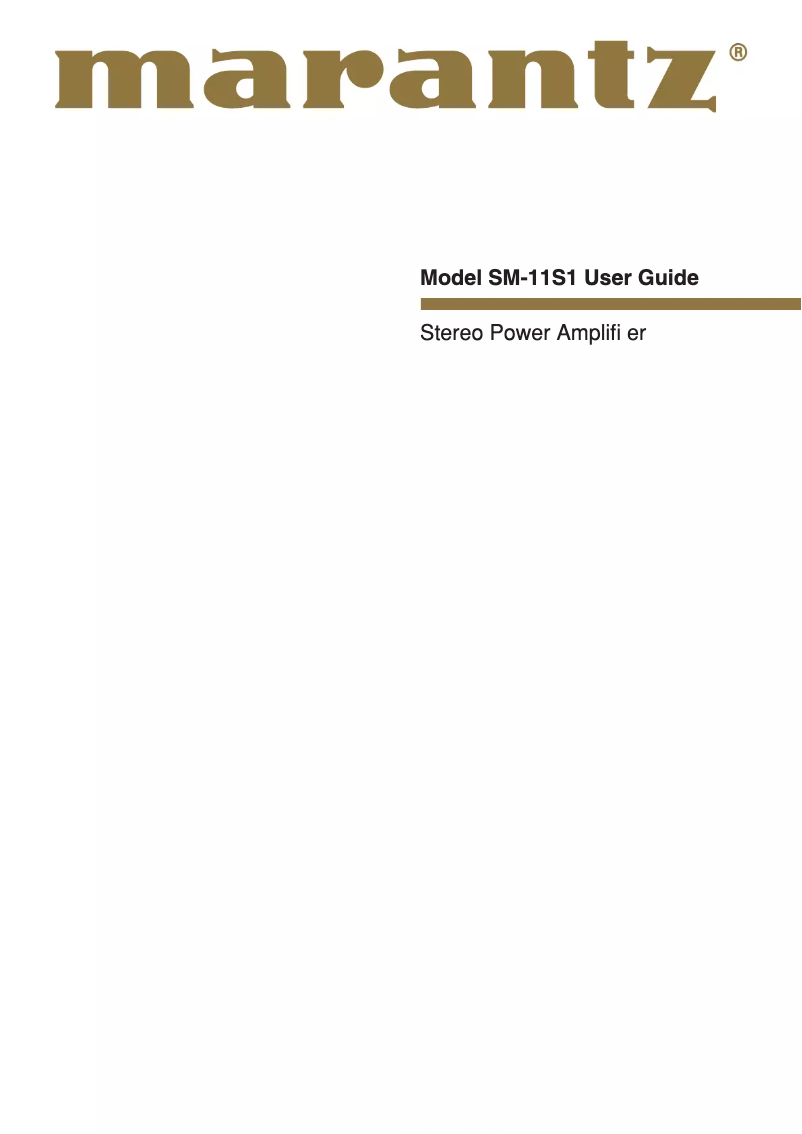 Page 1 of the manual User Manual Marantz SM-11S1