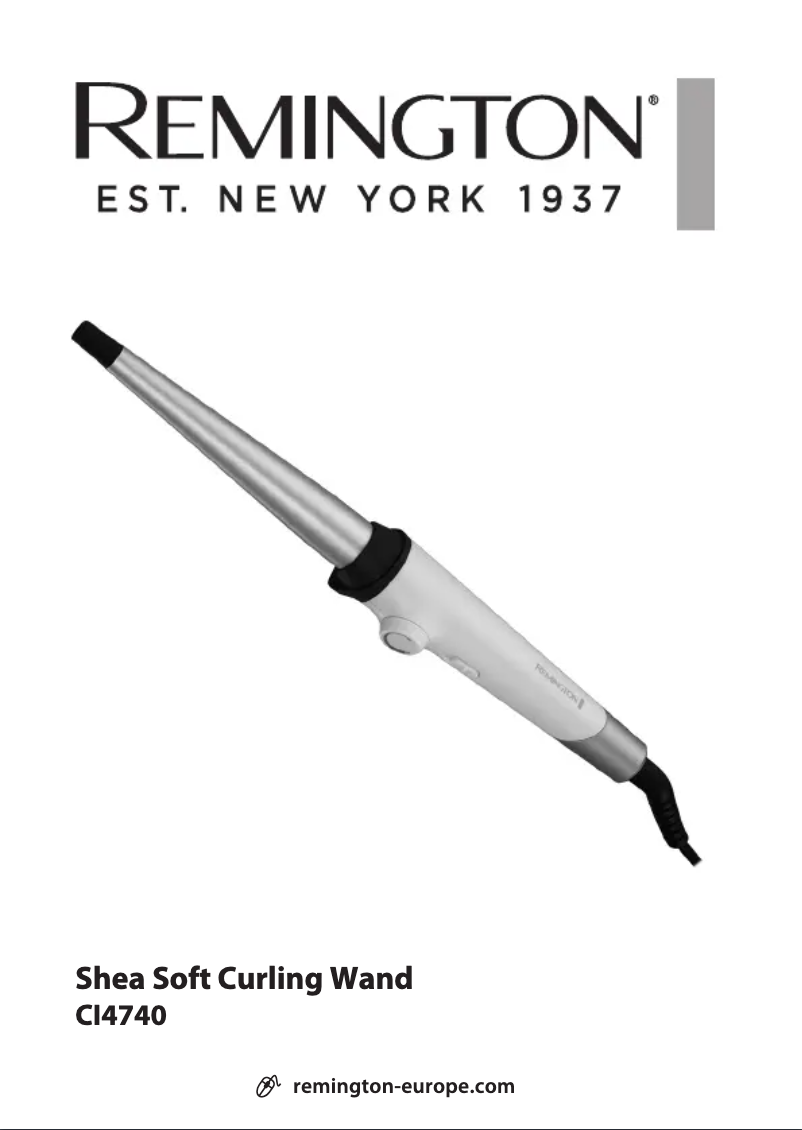 Page 1 of the manual User Manual Remington Shea Soft Curling Wand CI4740