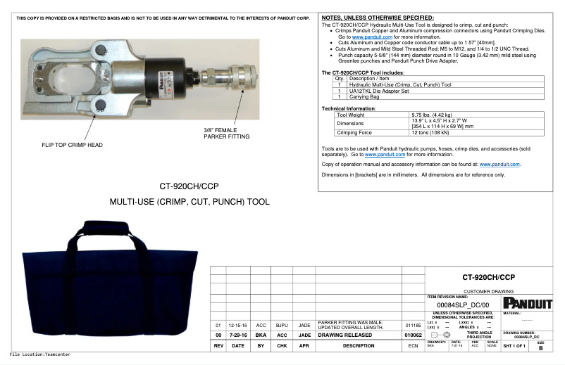 First page image of the manual for CT-920CH/CCP