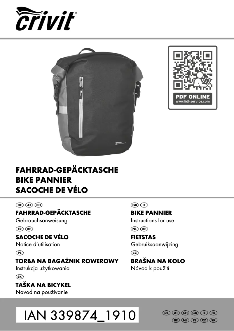 First page image of the manual for IAN 339874