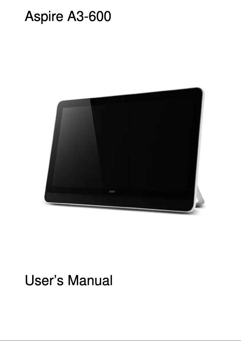 Page 1 of the manual User Manual Acer Aspire A3-600