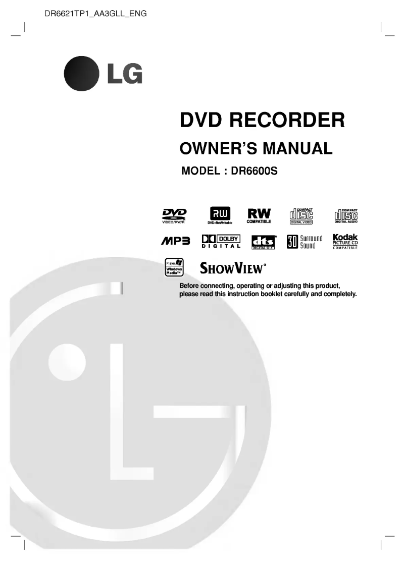 Page 1 of the manual User Manual LG DR6600S