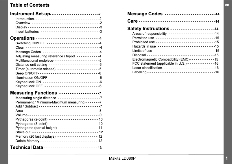 First page image of the manual for LD080P