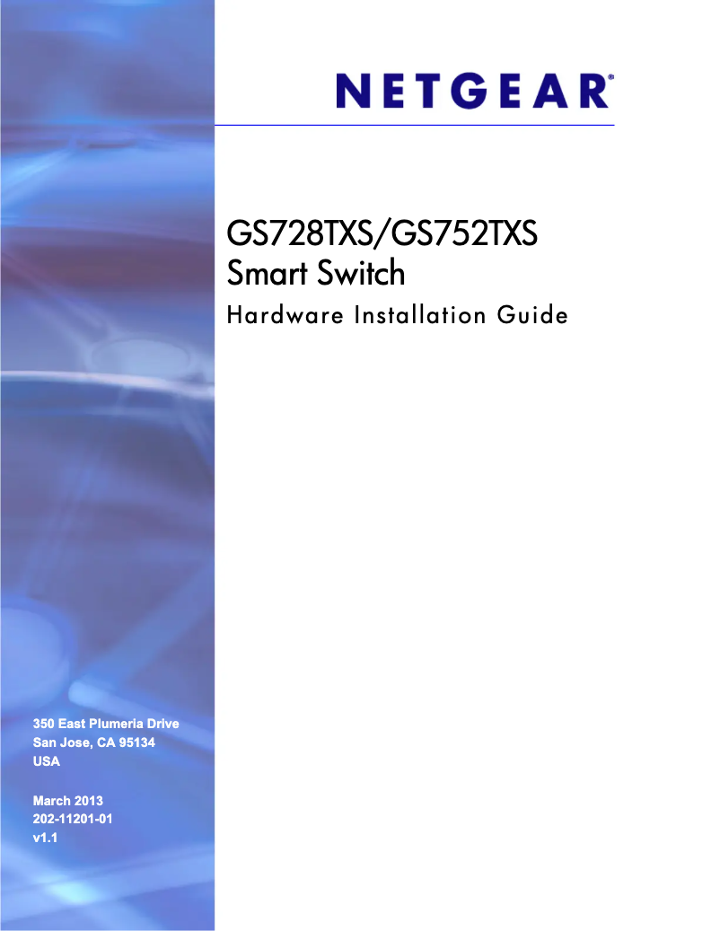 First page image of the manual for GS752TXS