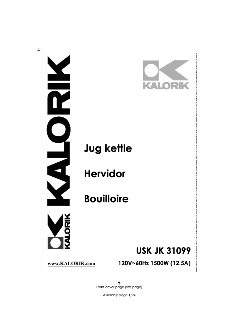First page image of the manual for JK-31099