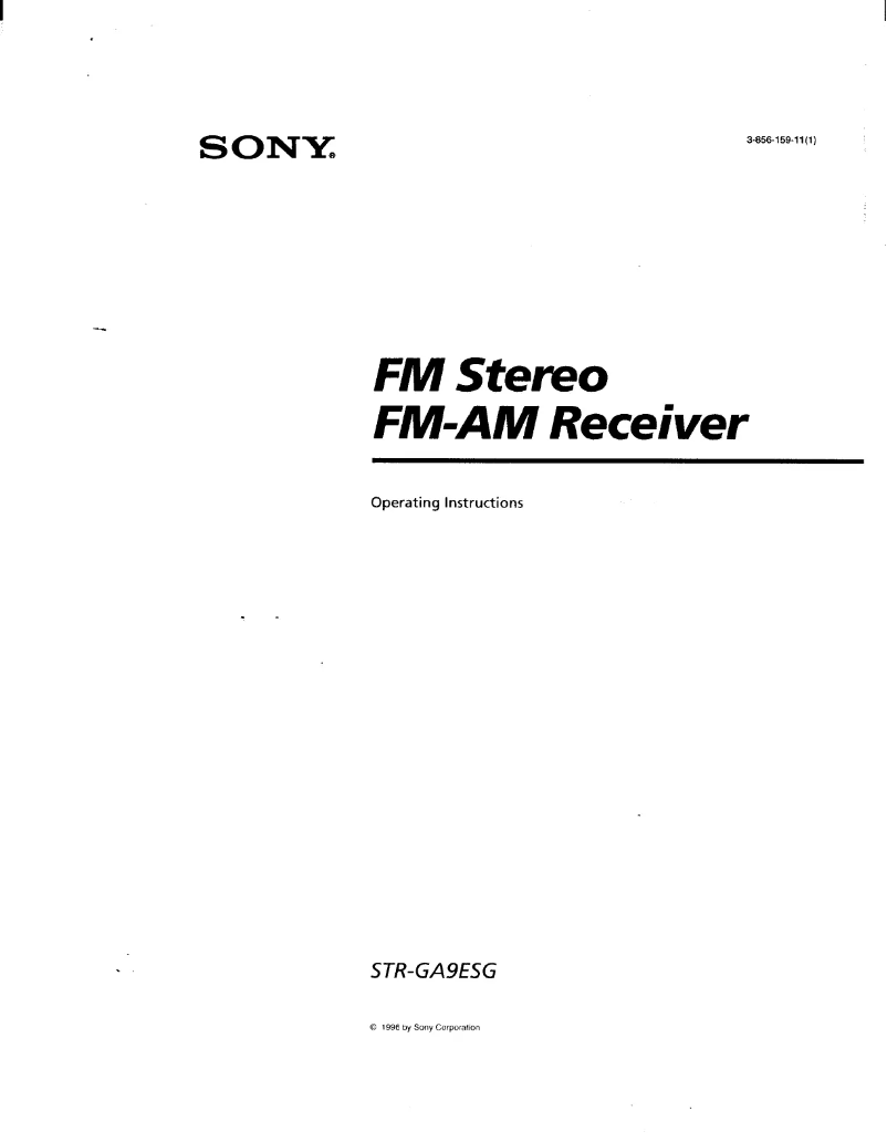 Page 1 of the manual User Manual Sony STR-GA9ESG
