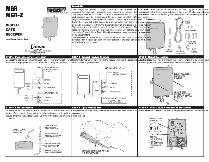 Page 1 of the manual User Manual Nortek MGR