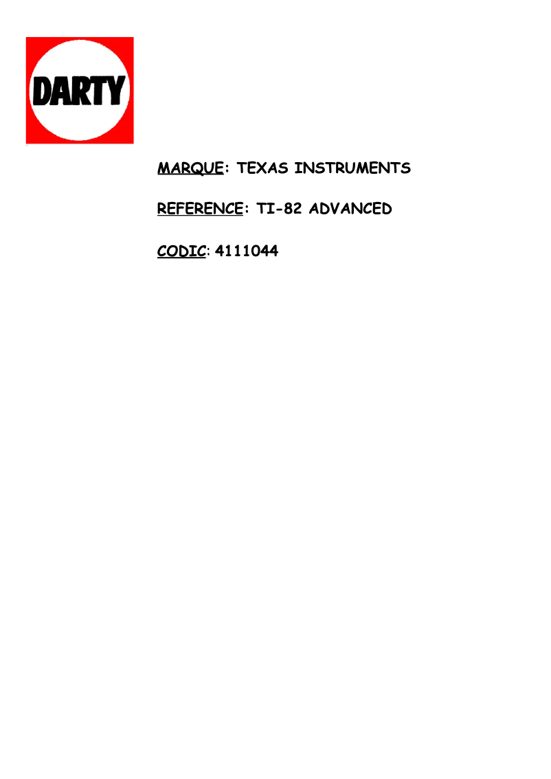 First page image of the manual for TI-82