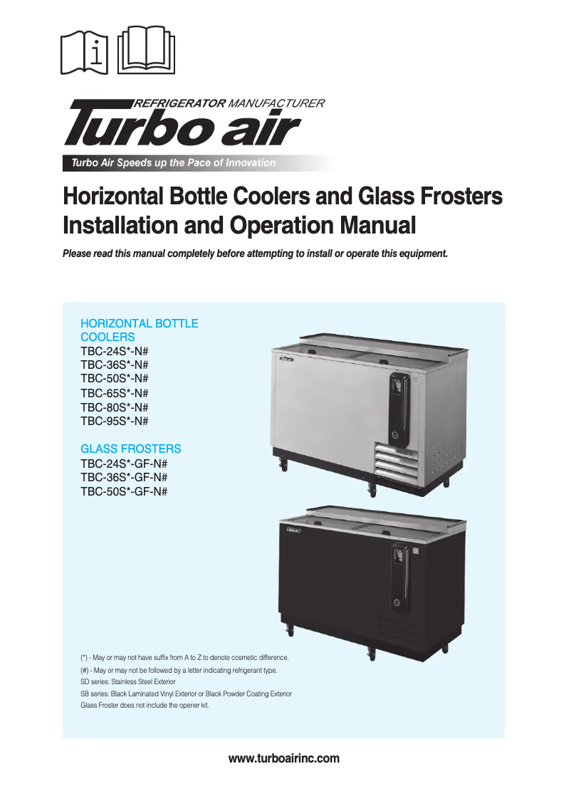 Page 1 of the manual User Manual Turbo air TBC-24SB-N6