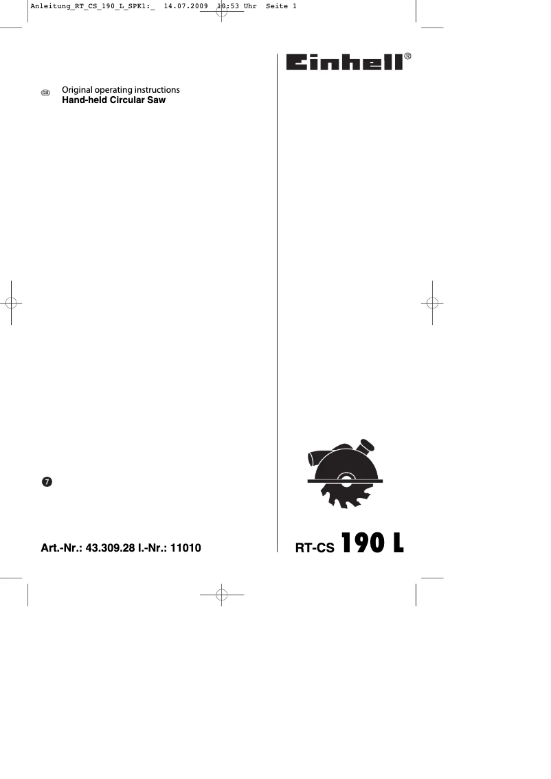 First page image of the manual for RT-CS 190 L