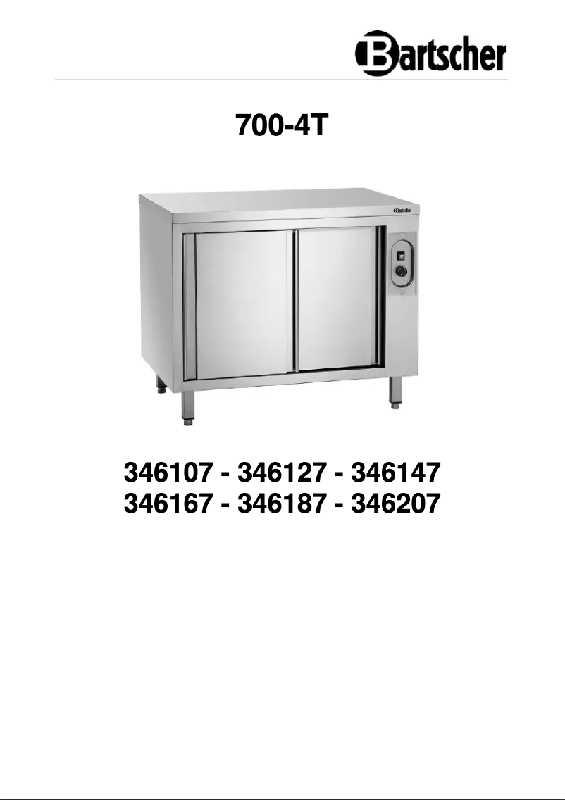Page 1 of the manual User Manual Bartscher 700-4T 1600