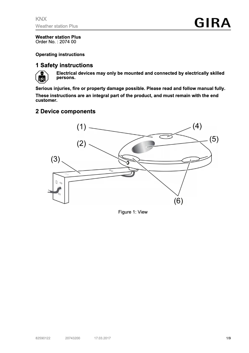 First page image of the manual for Wetterstation Plus
