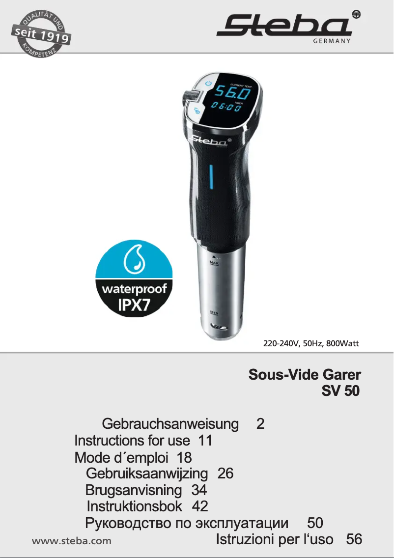 Page 1 of the manual User Manual Steba SV 50
