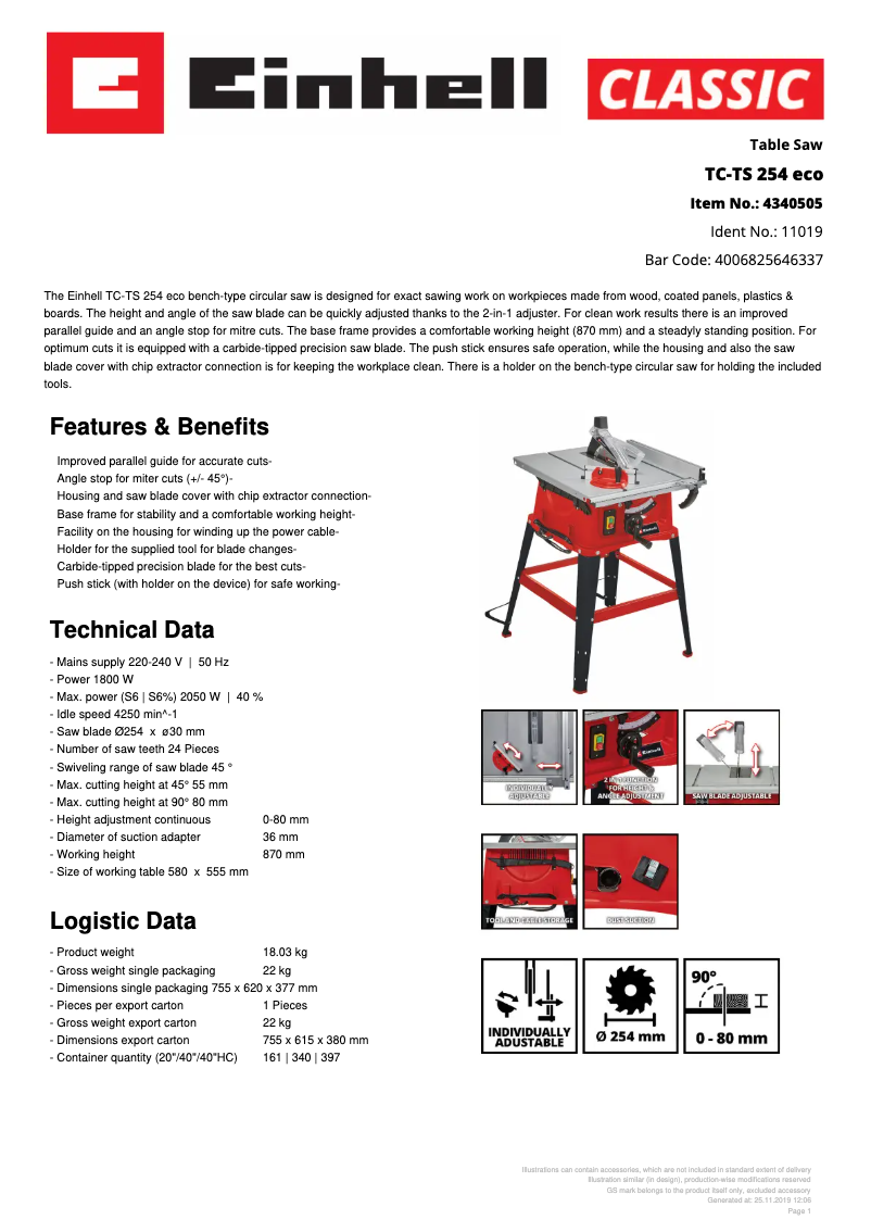 First page image of the manual for TC-TS 254 eco