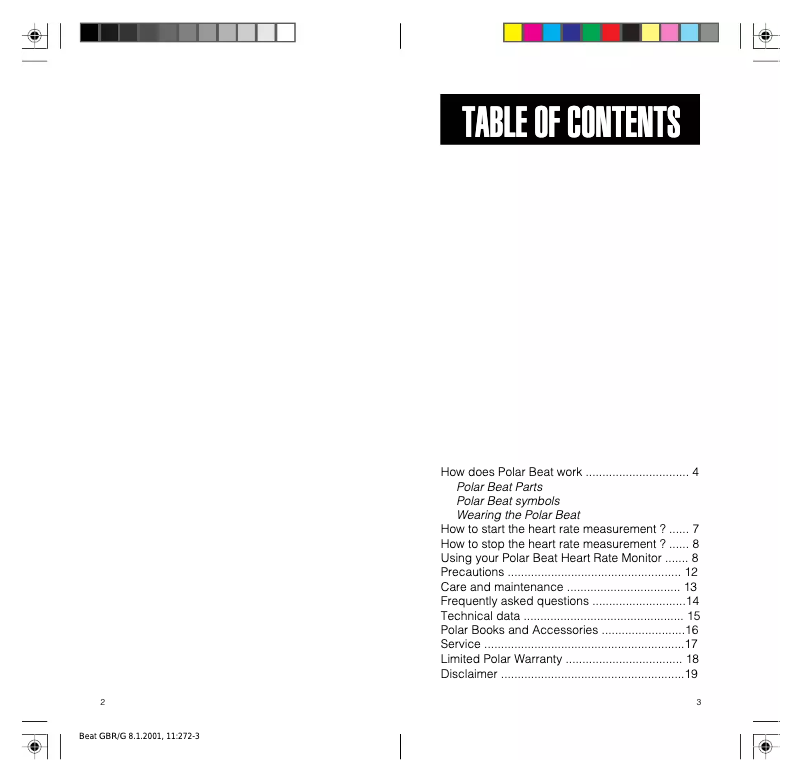 First page image of the manual for BEAT