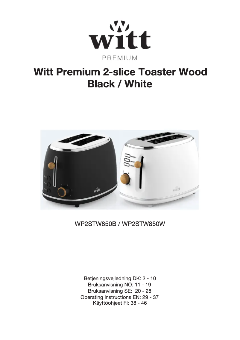 Page 1 of the manual User Manual Witt WP2STW850W
