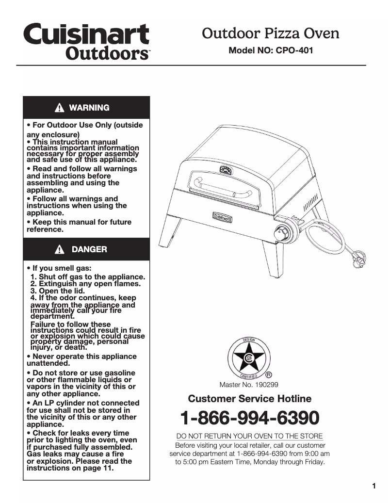 First page image of the manual for Outdoor Pizza CPO-401