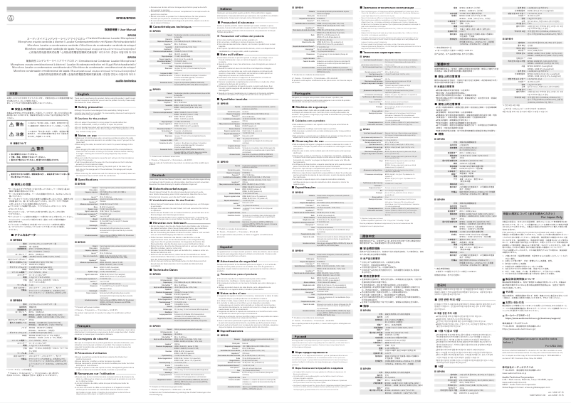 Page 1 of the manual User Manual Audio-Technica BP899LcH-TH
