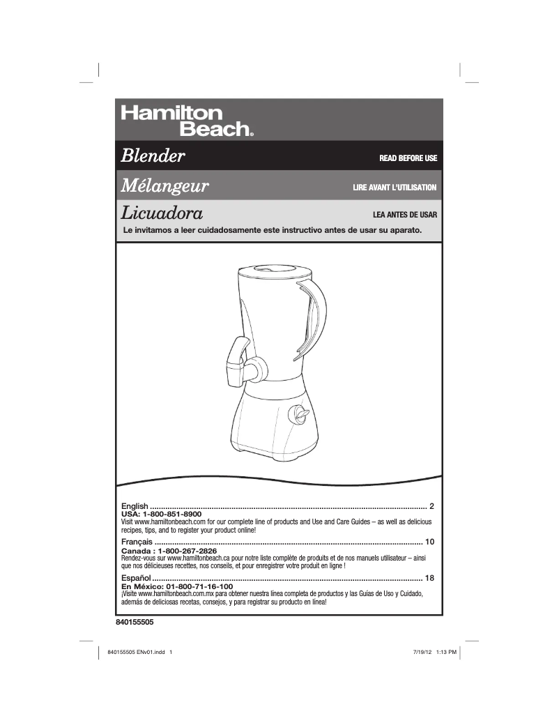 Page 1 of the manual User Manual Hamilton Beach Wave Station Express 54615