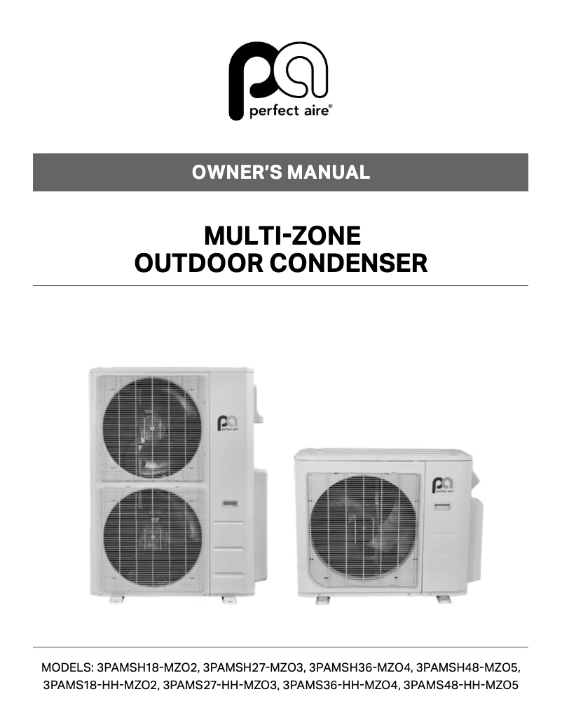 Page 1 of the manual User Manual Perfect Aire 3PAMSH18-MZO2
