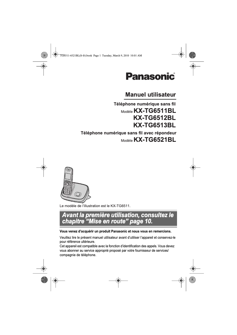 Page 1 of the manual User Manual Panasonic KX-TG6521BL