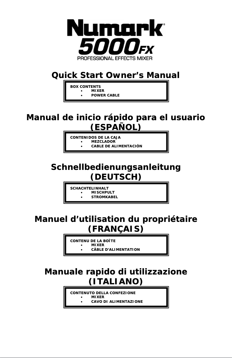 Page 1 of the manual User Manual Numark 5000FX