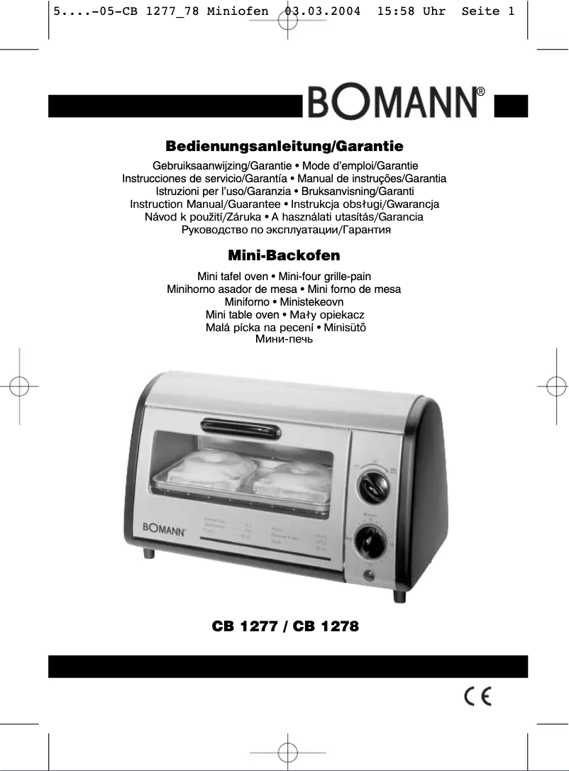 First page image of the manual for CB 1277