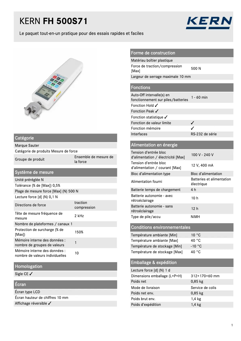 First page image of the manual for FH 500S71