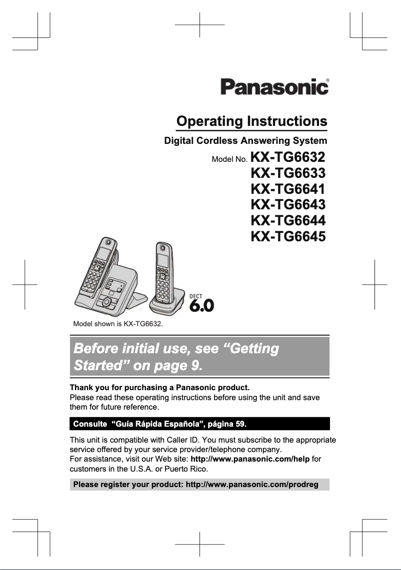 Page 1 of the manual User Manual Panasonic KX-TG6641
