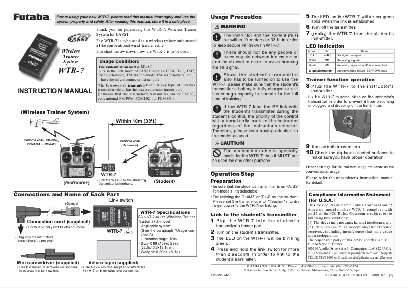 Page 1 of the manual User Manual Futaba WTR-7