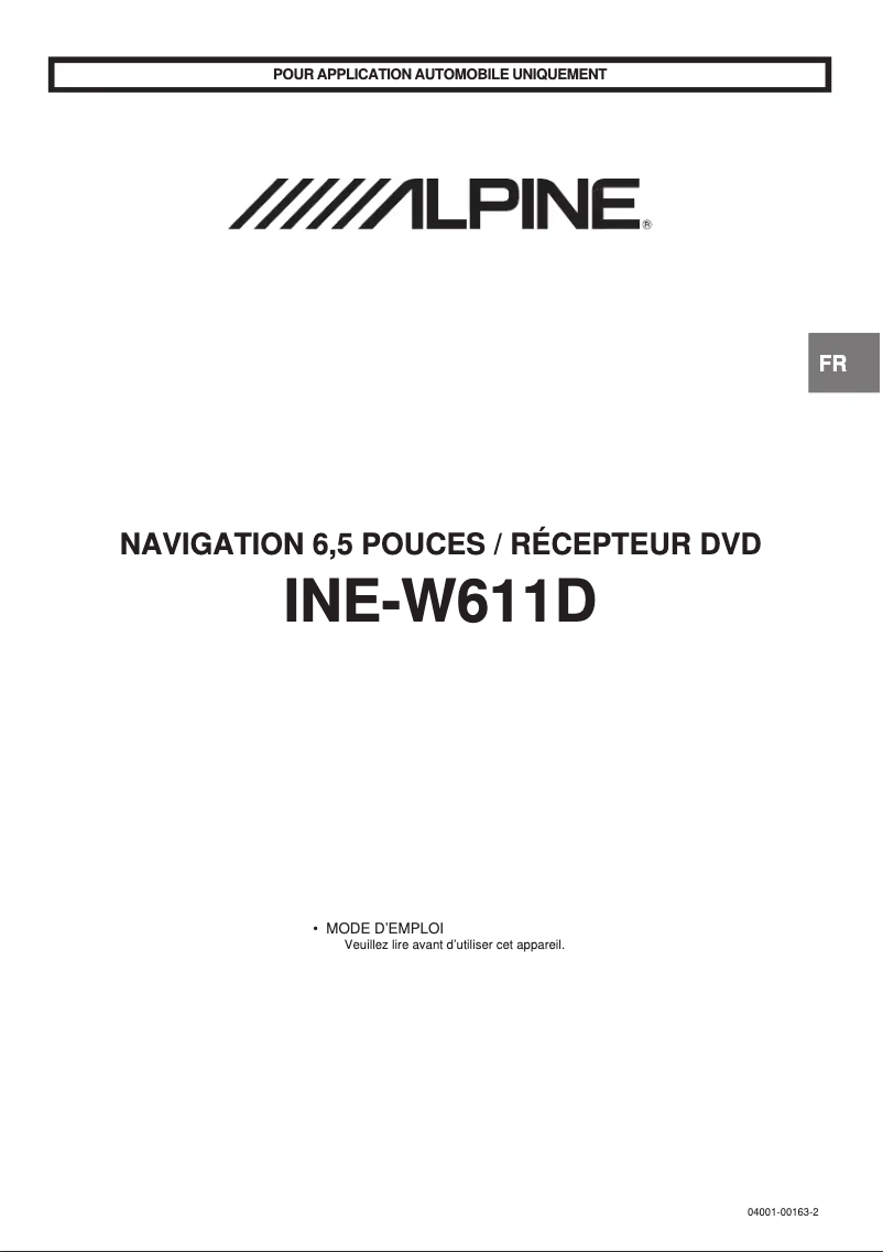 First page image of the manual for INE-W611DU