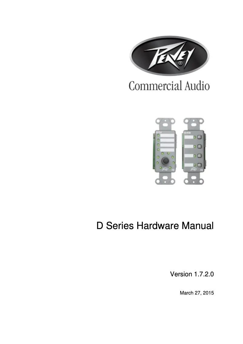 Page 1 of the manual User Manual Peavey D1V