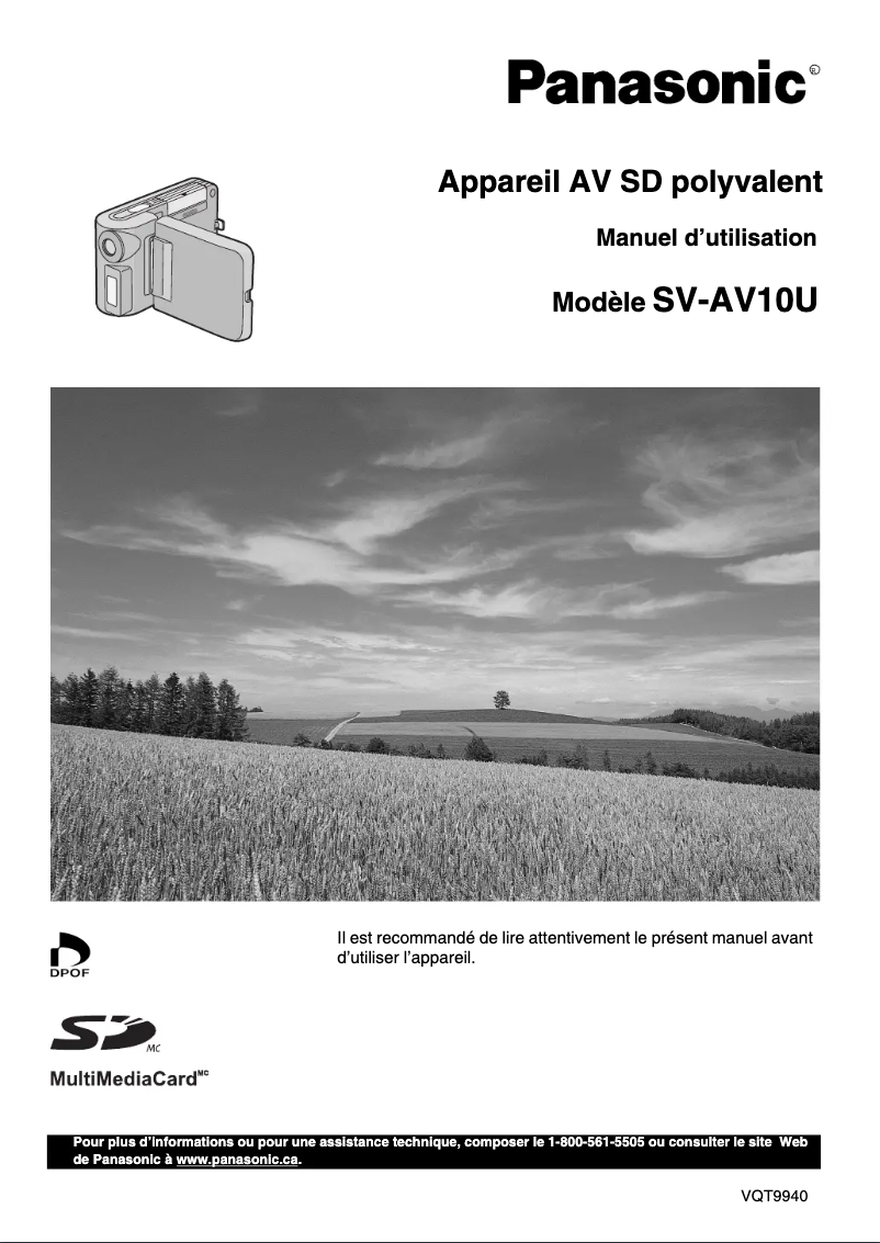 Page 1 of the manual User Manual Panasonic SV-AV10U