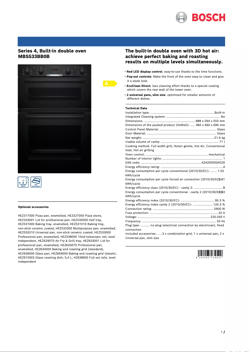 First page image of the manual for MBS533BB0B