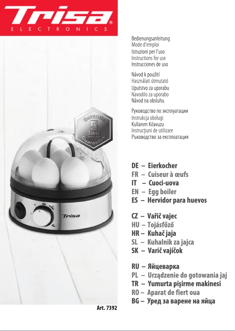 Page 1 of the manual User Manual Trisa Egg Master
