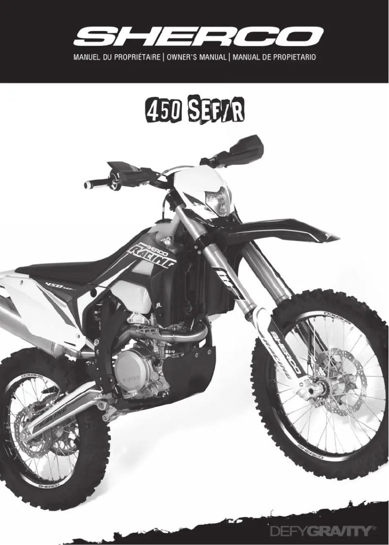 First page image of the manual for 450 SEF (2018)