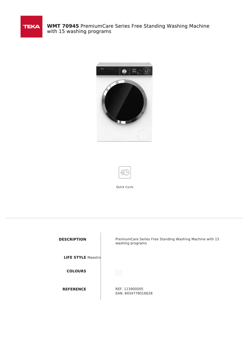 First page image of the manual for WMT 70945