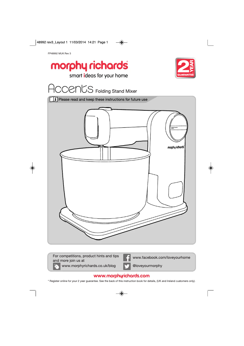 Page 1 of the manual User Manual Morphy Richards 48992