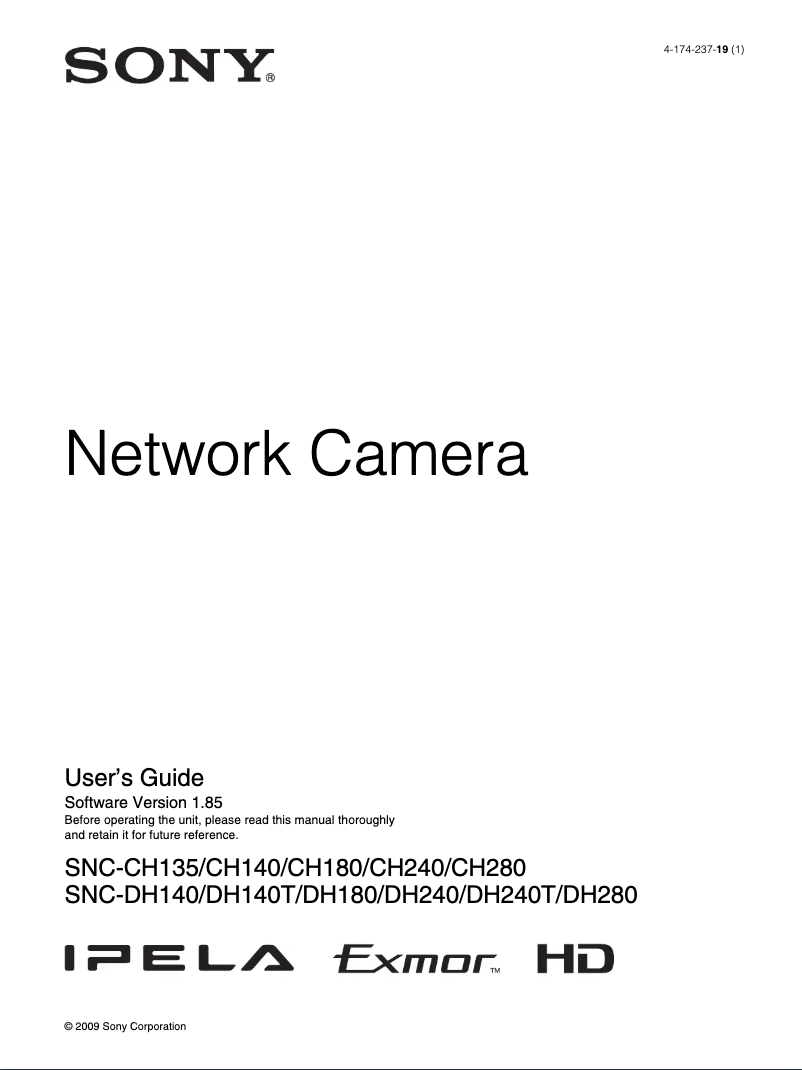 Page 1 of the manual Instruction Manual Sony SNC-DH240T