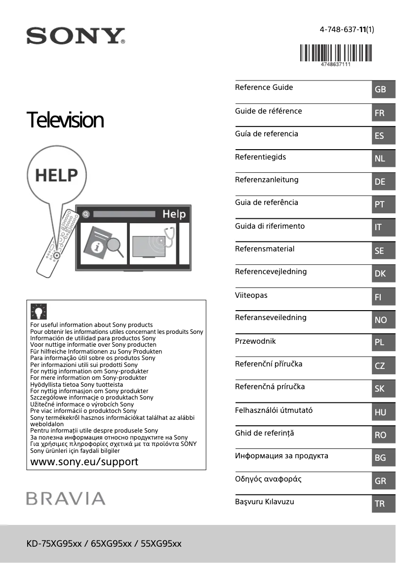 Page 1 of the manual User Manual Sony Bravia KD-75XG9505