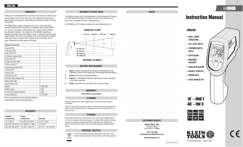 First page image of the manual for IR3000