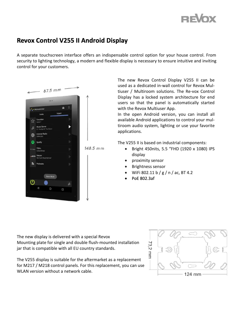 First page image of the manual for Control V255