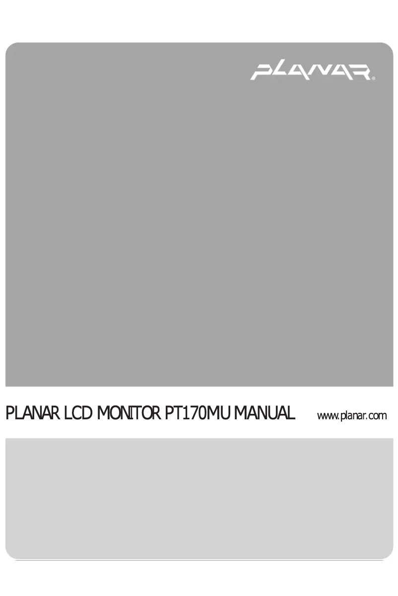 Page 1 of the manual User Manual Planar PT170MU