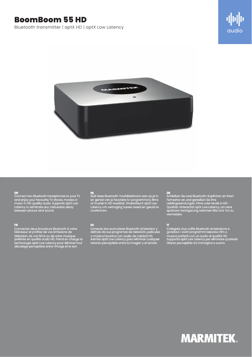 First page image of the manual for BoomBoom 55 HD