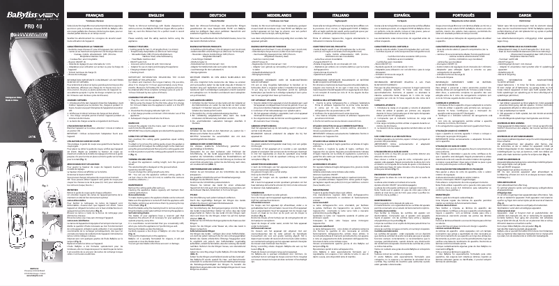 Page 1 of the manual User Manual BaByliss E971E