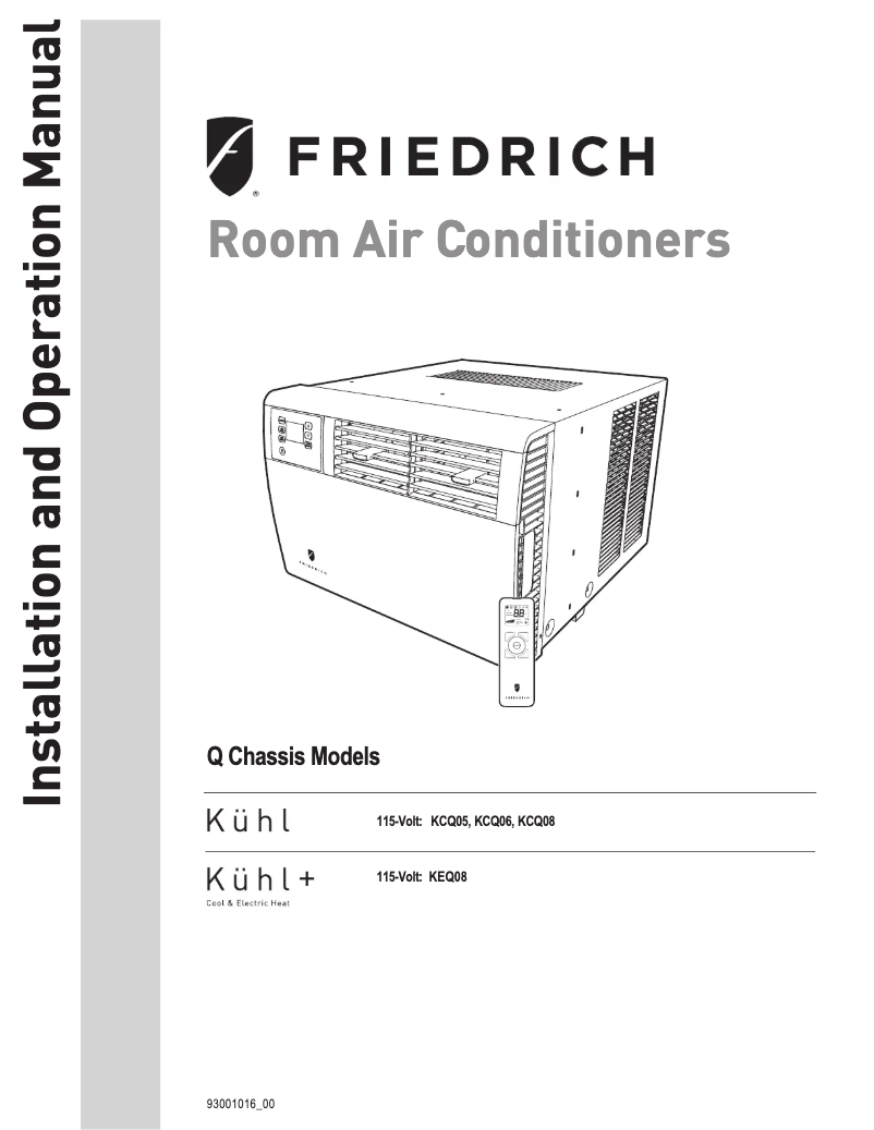 Page 1 of the manual User Manual Friedrich KCQ08A10A