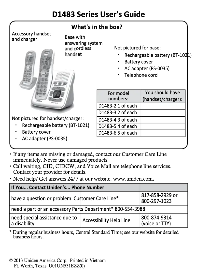 First page image of the manual for D1483-2BK