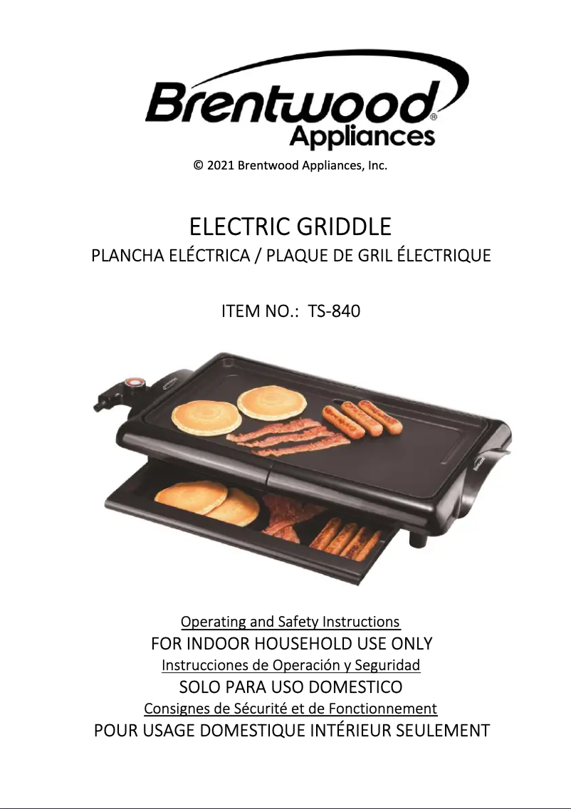 Page 1 de la notice Manuel utilisateur Brentwood TS-840